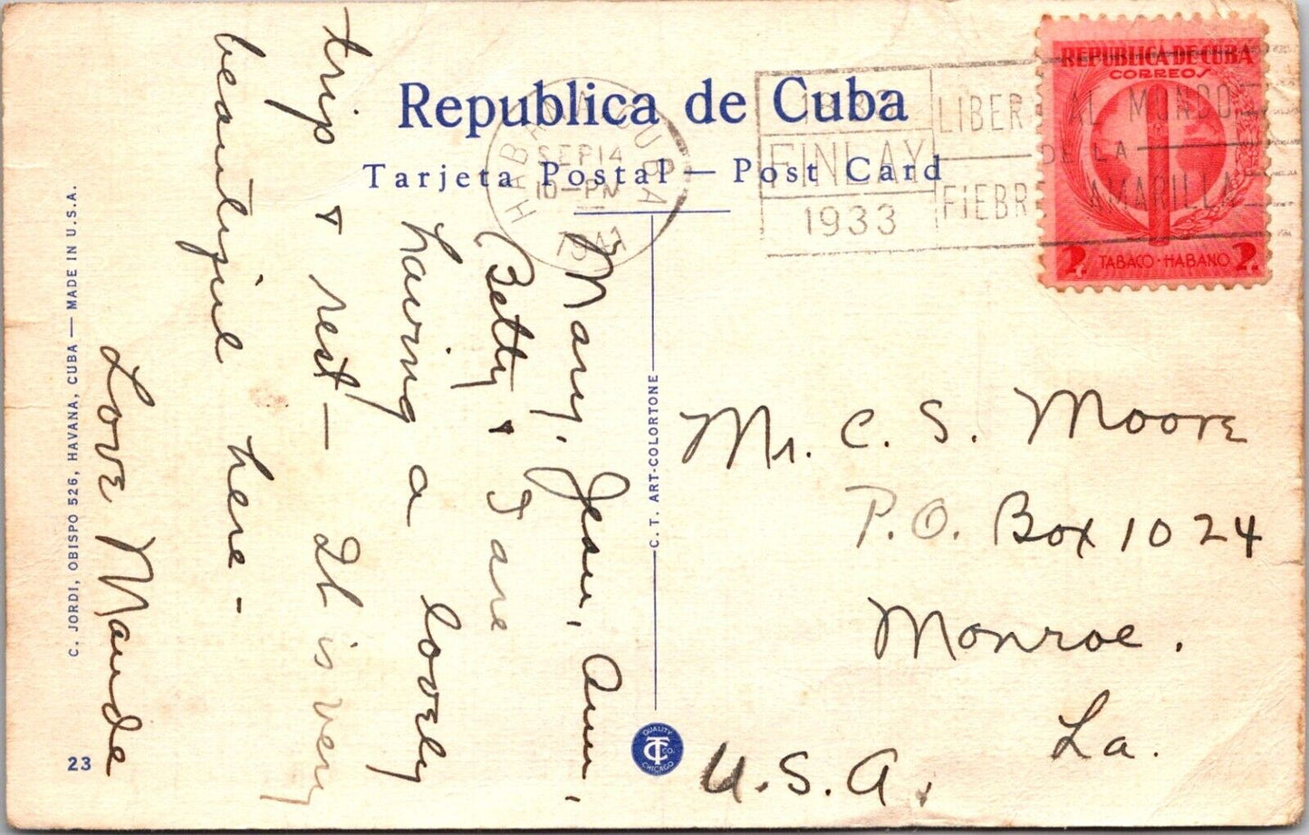 Capital Building 1940 Havana Cuba CURT TEICH ART Vintage Linen Postcard