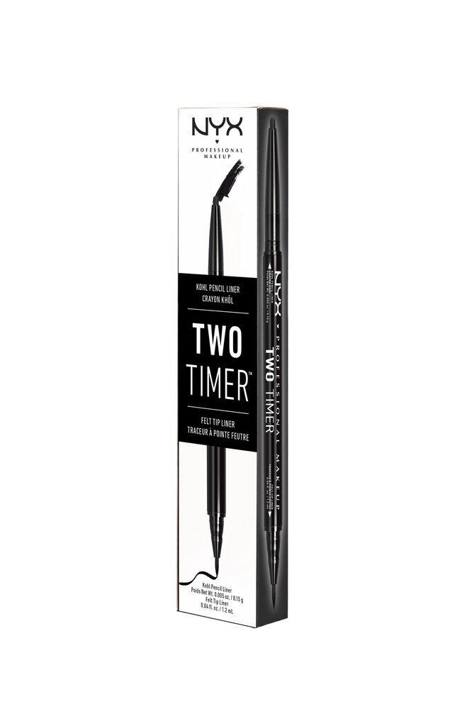 NYX PROFESSIONAL MAKEUP Two-Timer Dual Ended Eyeliner Pencil Jet Black (TT01)