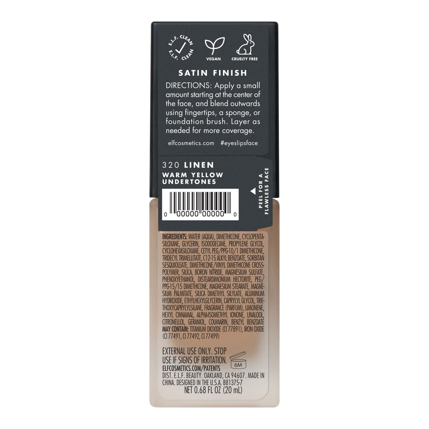 e.l.f. Flawless Finish Foundation Semi-Matte Finish Linen 0.68 Fl Oz