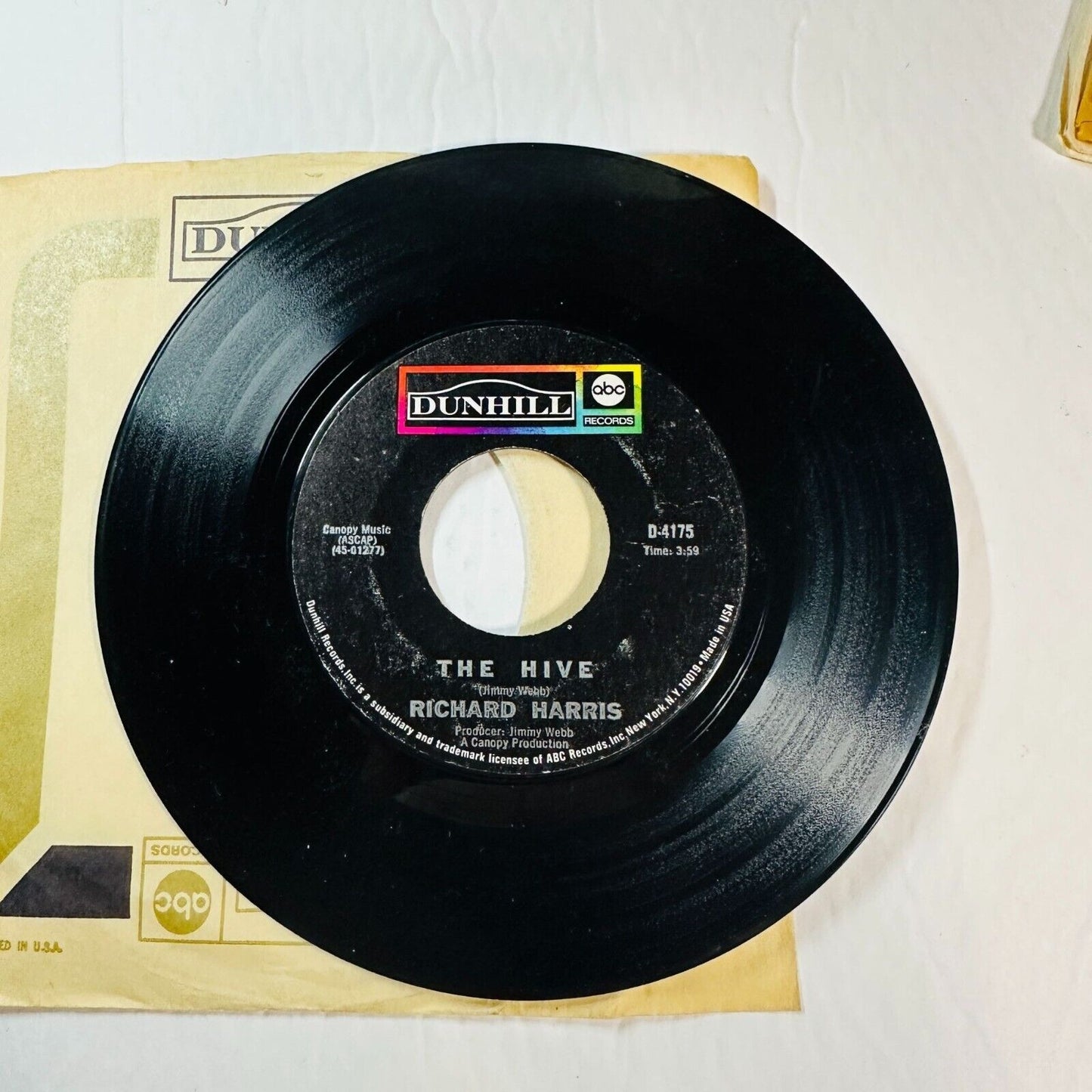 Richard Harris 45 RPM Vinyl The Hive / Thats The Way It Was Dunhill ABC Records