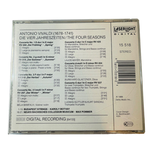 Antonio Vivaldi CD Classical The Four Seasons 1980s 21 Song Studio Album