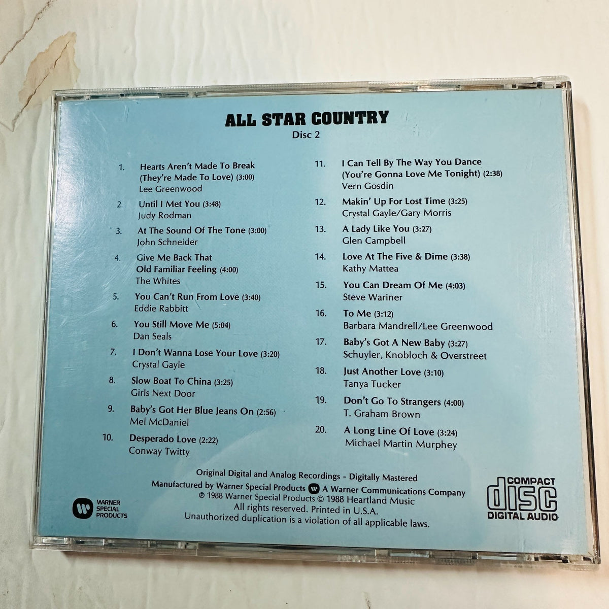 All Star Country CD Disc 2 Warner Special Products