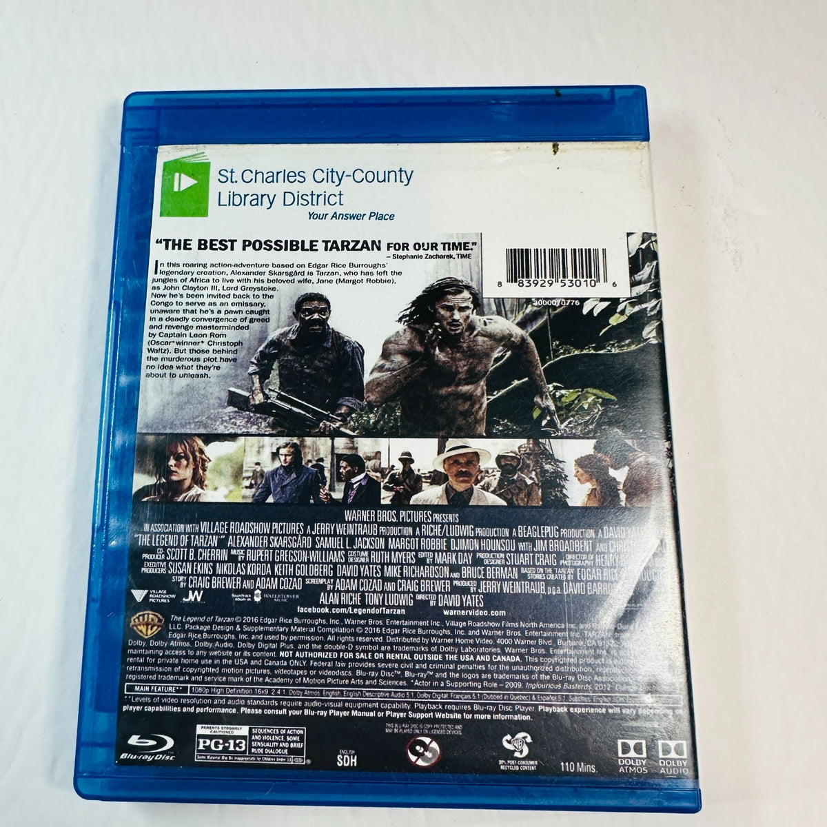 The Legend Of Tarzan Blu-ray DVD Alexander Skarsgård & Samuel L. Jackson St. Charles Library