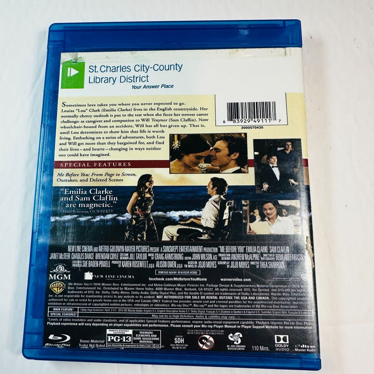 Me Before You Blu-Ray Movie Emilia Clarke Sam Claflin