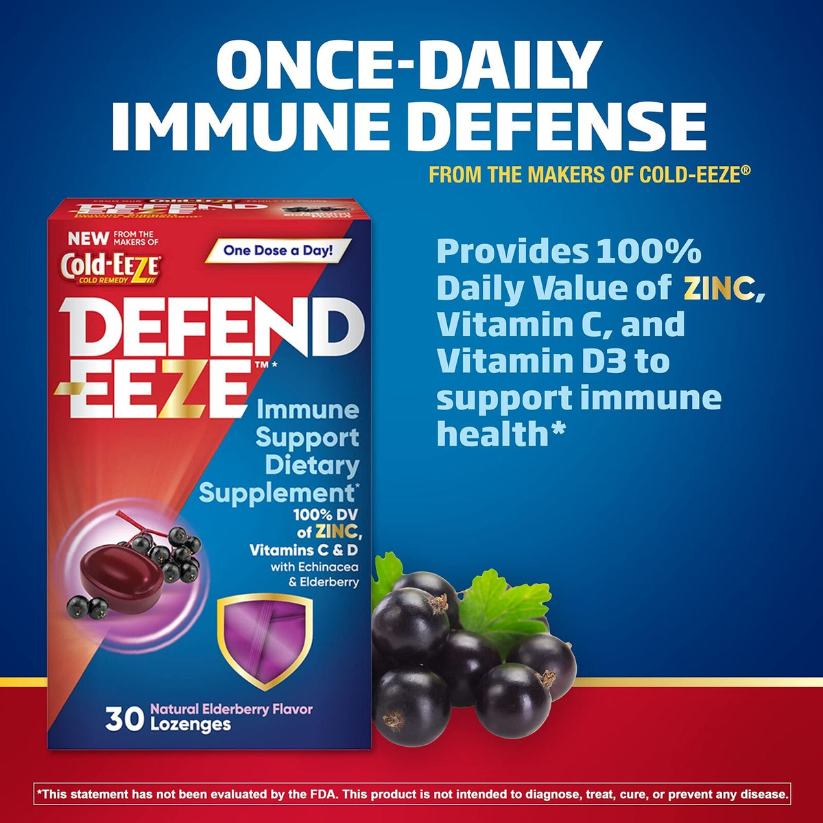 Defend-EEZE Immune Support Dietary Supplement Lozenges Elderberry Flavor 30 Ct