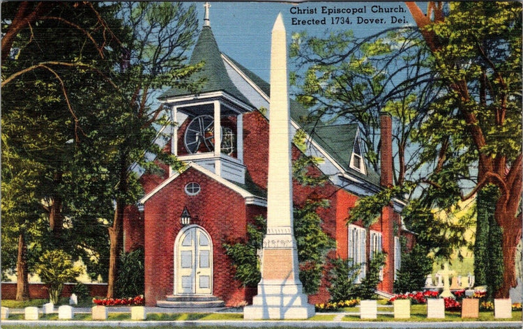 Vintage Christ Episcopal Church Postcard 1934 Dover Delaware Tichnor Linen UP