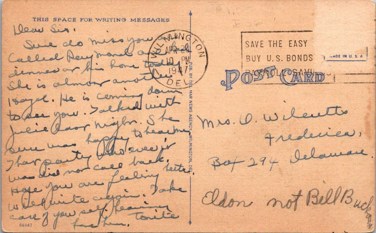 Vintage 1917 Postcard Elizabeth W. Murphy School Dover Del Linen Posted