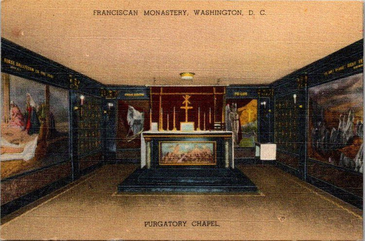 Purgatory Chapel Franciscan Monastery Washington D.C. Vintage Linen MINI Postcar