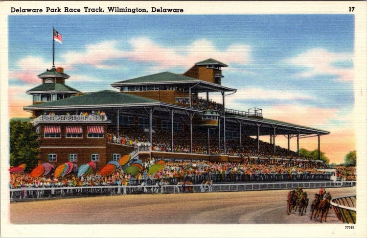 Vintage Wilmington Delaware Park Horse Race Track Postcard 1957 Linen Unposted
