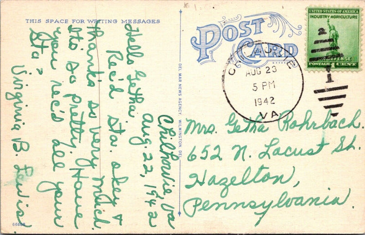 Pierre S. DuPont High School Wilmington Delaware Vintage Linen Postcard 1940s 2