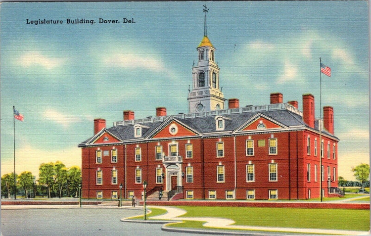 Vintage Postcard Of Legislature Building Dover Del Technor Quality Views Linen