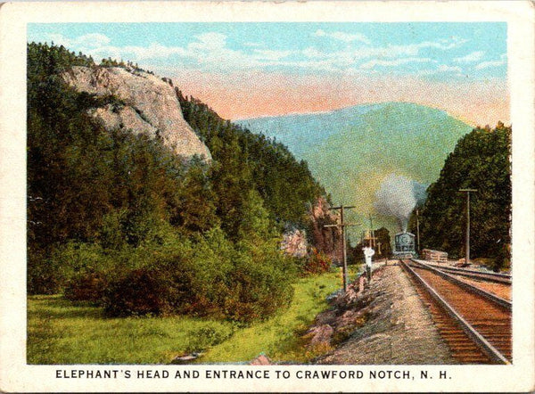 Elephant's Head And Entrance To Crawford Notch N.H. Vintage Linen MINI Postcard