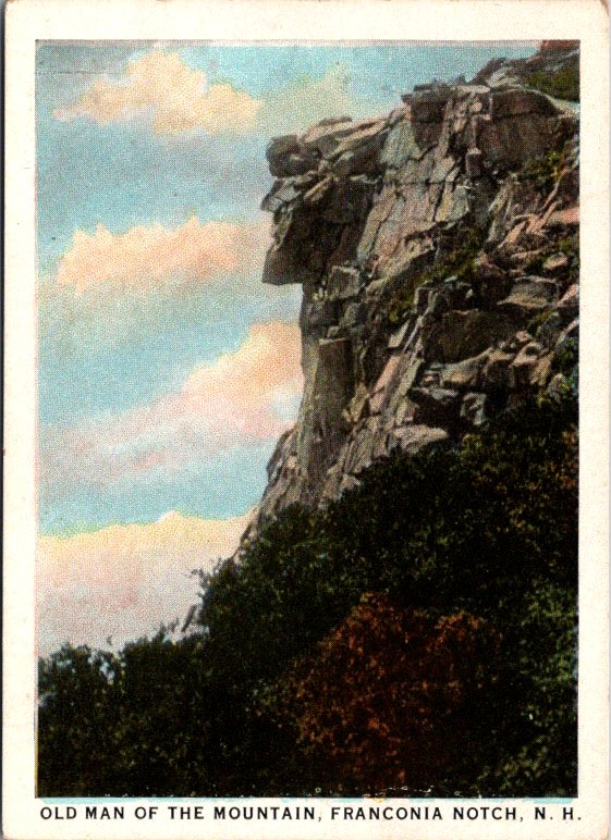 Old Man Of the Mountain Franconia Notch N.H. Vintage Linen MINI Postcard Unused