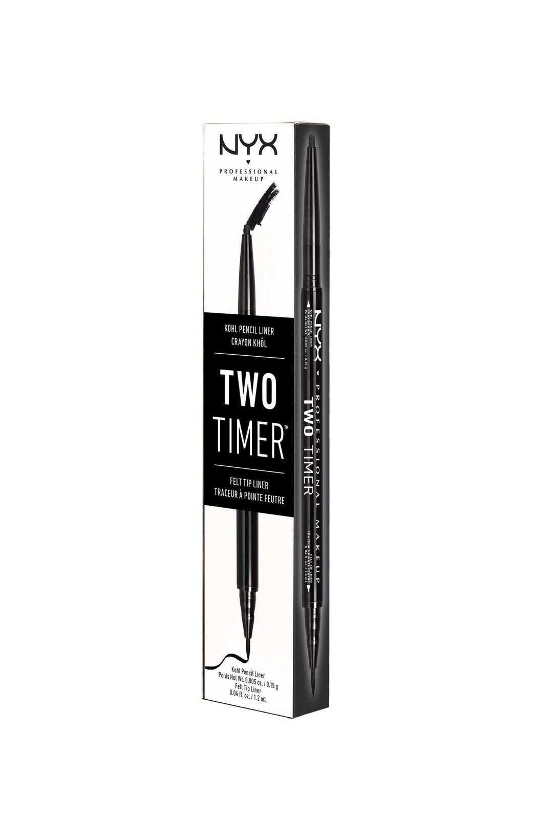 NYX PROFESSIONAL MAKEUP Two-Timer Dual Ended Eyeliner Pencil Jet Black (TT01)