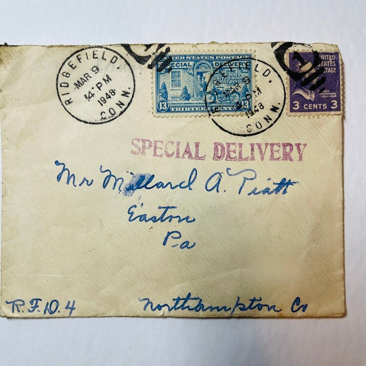 Special Delivery 1948 Postmarked Letter With Envelope and Stamps
