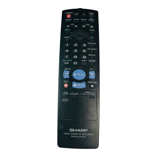 Sharp Video Cassette Recorder Remote Control RRMCG0274AJSA Black Replacement