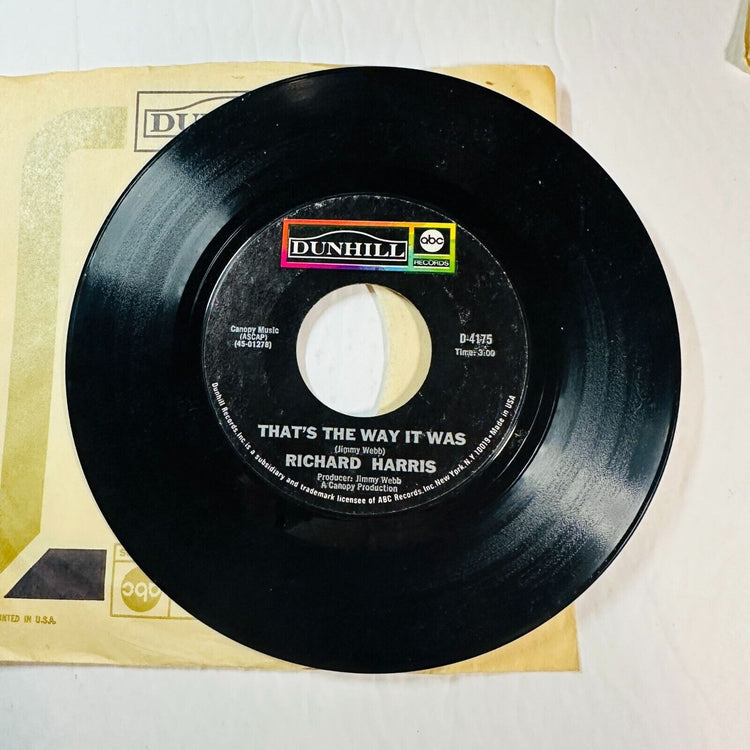 Richard Harris 45 RPM Vinyl The Hive / Thats The Way It Was Dunhill ABC Records