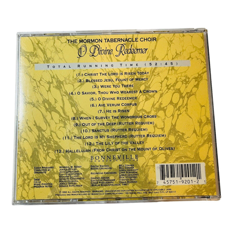 Mormon Tabernacle Choir O Divine Redeemer Audio CD 1999