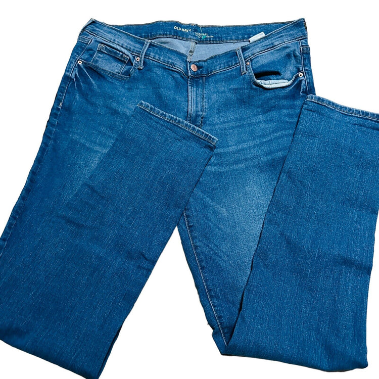 Old Navy Straight Jeans Women's Size 16 Cotton Mid Rise 5 Pocket Denim Blue