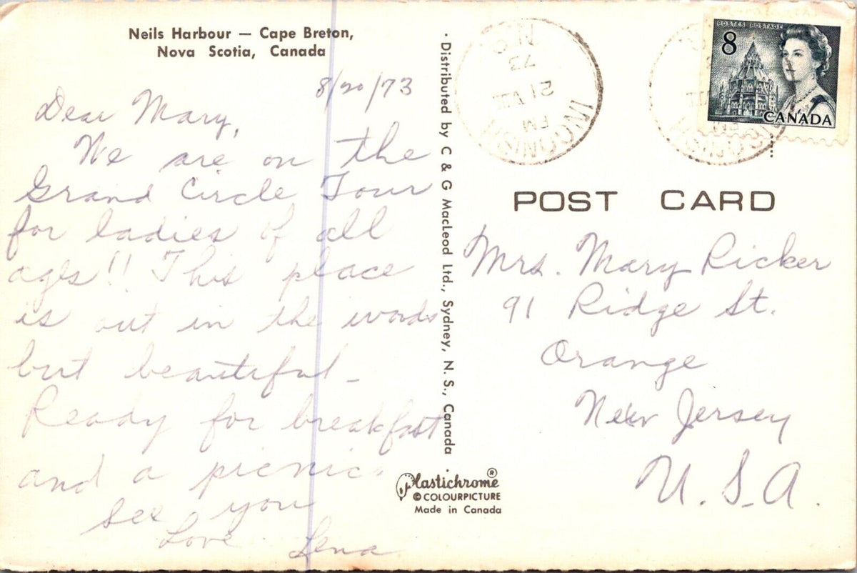 Neil's Harbour Cape Breton Nova Scotia Canada Vintage Postcard Posted