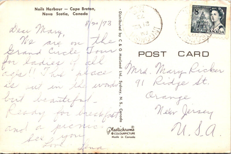Neil's Harbour Cape Breton Nova Scotia Canada Vintage Postcard Posted