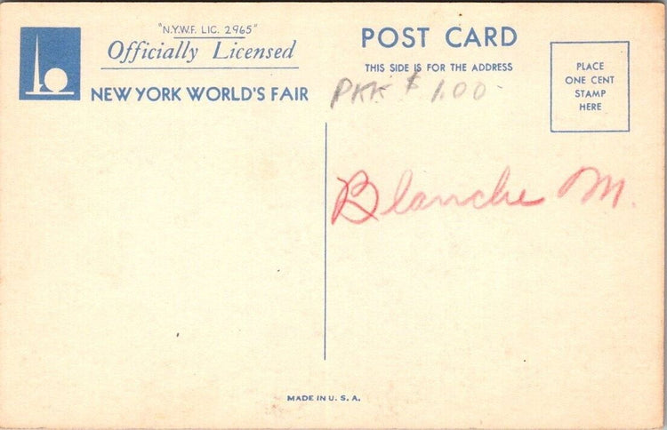New York Worlds Fair 1939 Linen Postcard Featuring Fountain Of The Atom Gregory