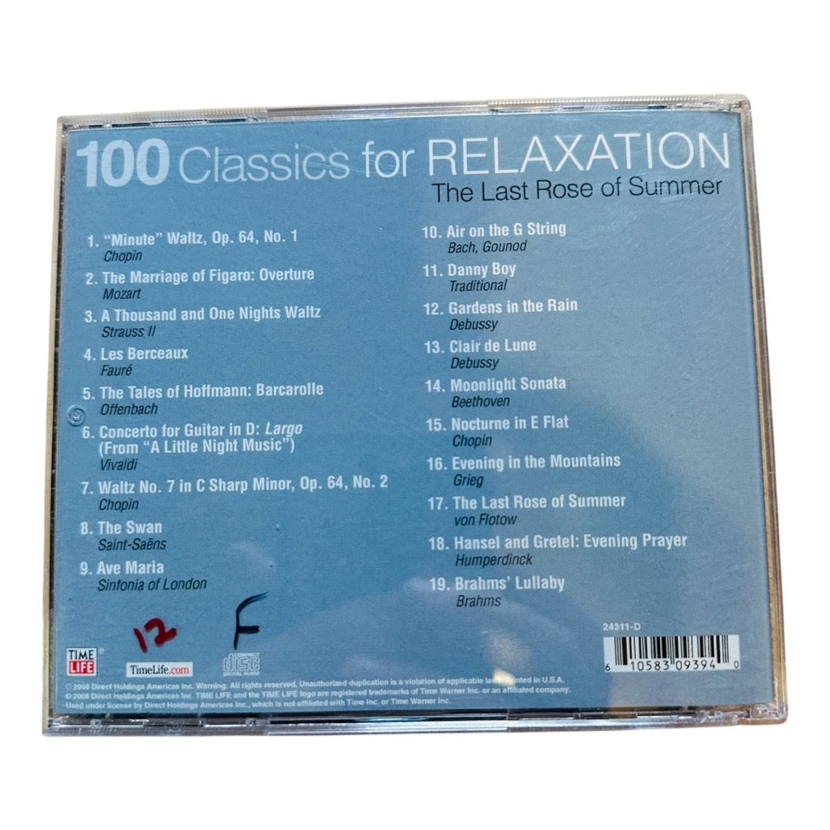 100 Classics for Relaxation CD 2008 Time Life Classical Instrumental
