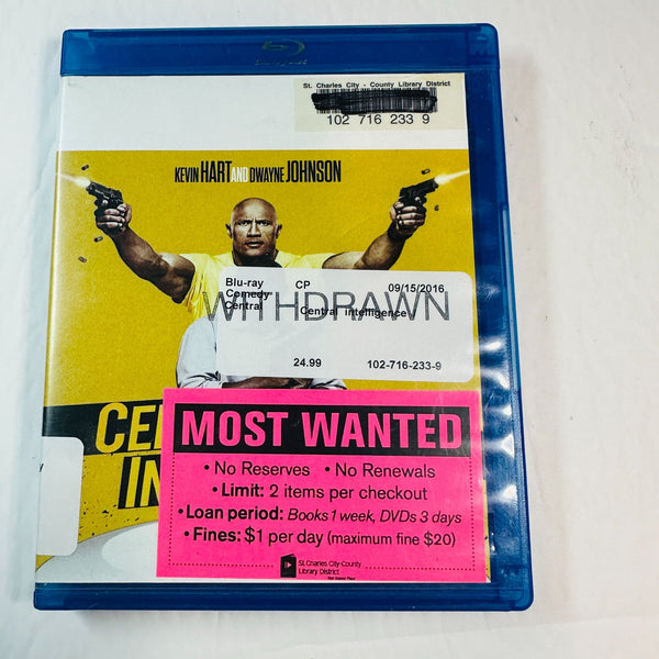 Central Intelligence Blu-Ray Kevin Hart & Dwayne Johnson Ex Library Rental