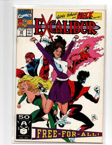 Excalibur #34 February 1991 Marvel Comic Book Girls School From Heck - Suthern Picker