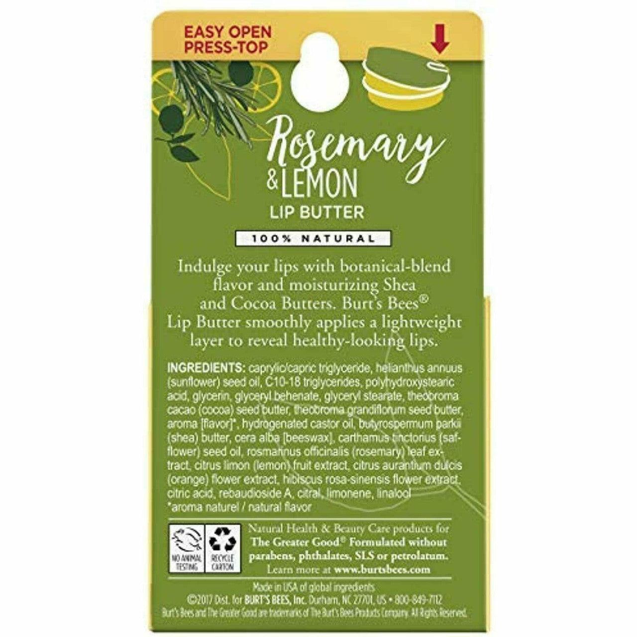 Burt's Bees 100% Natural Moisturizing Lip Butter with Rosemary & Lemon - Suthern Picker