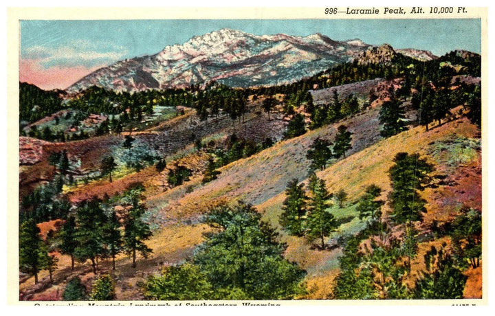 Laramie Peak Mountain Landmark Vintage Postcard Southeastern Wyoming 996 - Suthern Picker