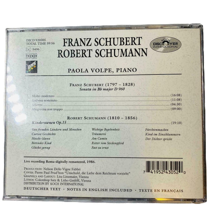 Piano Sonata D960 Kinderszenen Op15 CD Franz Schubert Robert Schumann - Suthern Picker