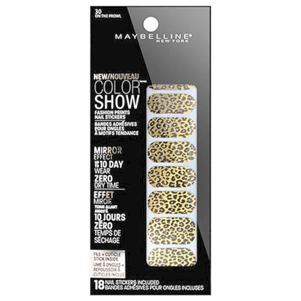 Maybelline Color Show Fashion Prints Mirror Nail Stickers #30 On The Prowl 18 Ct - Suthern Picker