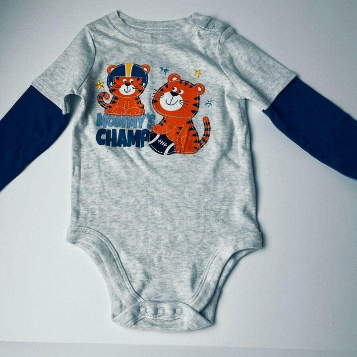 Garanimals Football Tigers Mommy's Champ One Piece Romper Blue Gray Boys 24M - Suthern Picker