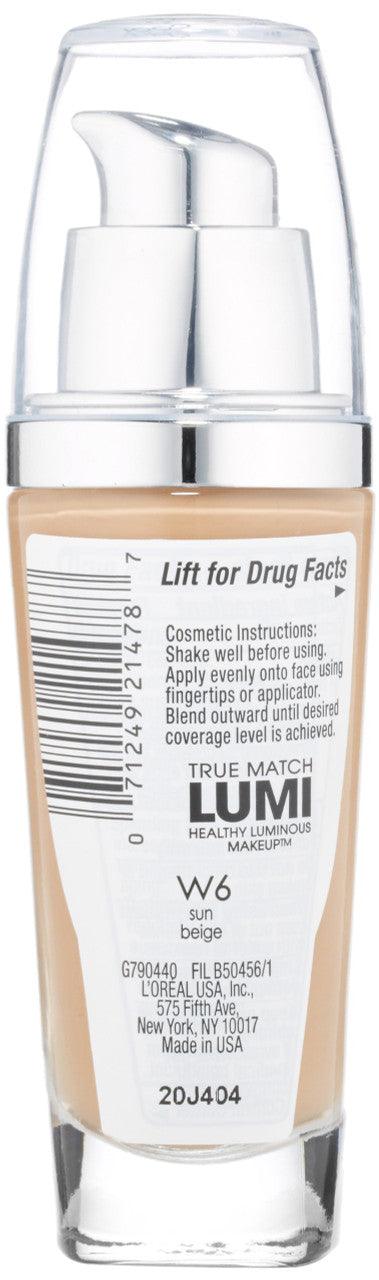 L'Oréal Paris True Match Lumi Healthy Luminous Makeup W6 Sun Beige 1 fl. oz. - Suthern Picker