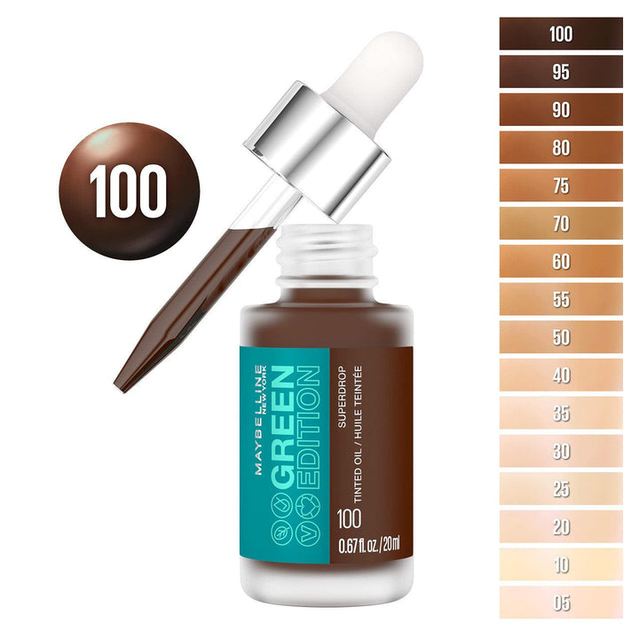 Maybelline Green Edition Superdrop Tinted Oil Base Adjustable Foundation 100 - Suthern Picker