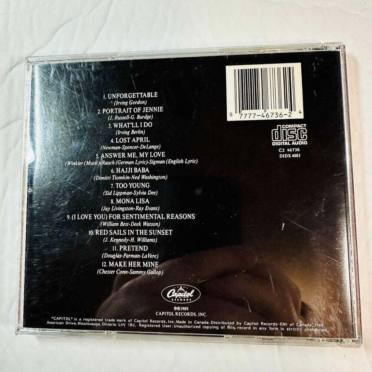 Nat King Cole Unforgettable CD Album By Capitol Records