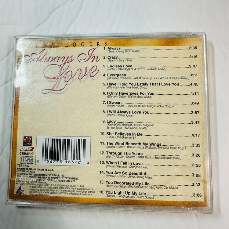 Kenny Rogers Always In Love CD 16 Timeless Treasures Original Artists TT2 1637