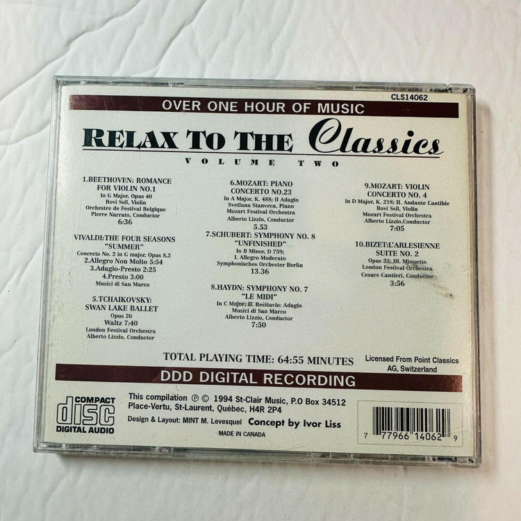 Relax To The Classics Vol 2 CD Mozart Beethoven Vivaldi Schubert 1994
