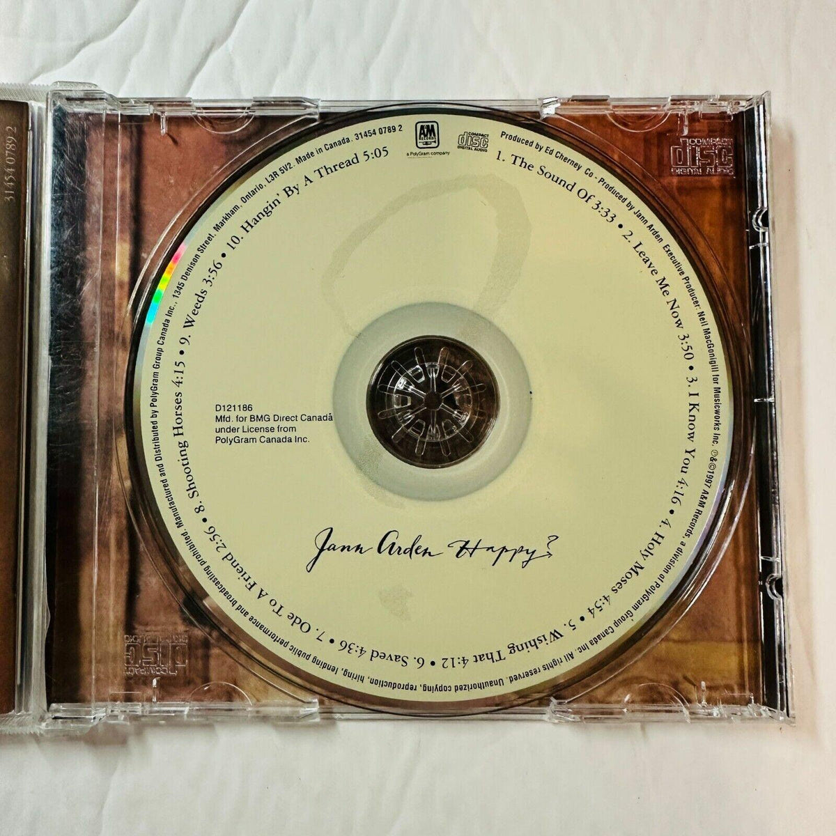 Jann Arden Happy? Music CD Album 1997 Release Mint/BMG Direct Jewel Case