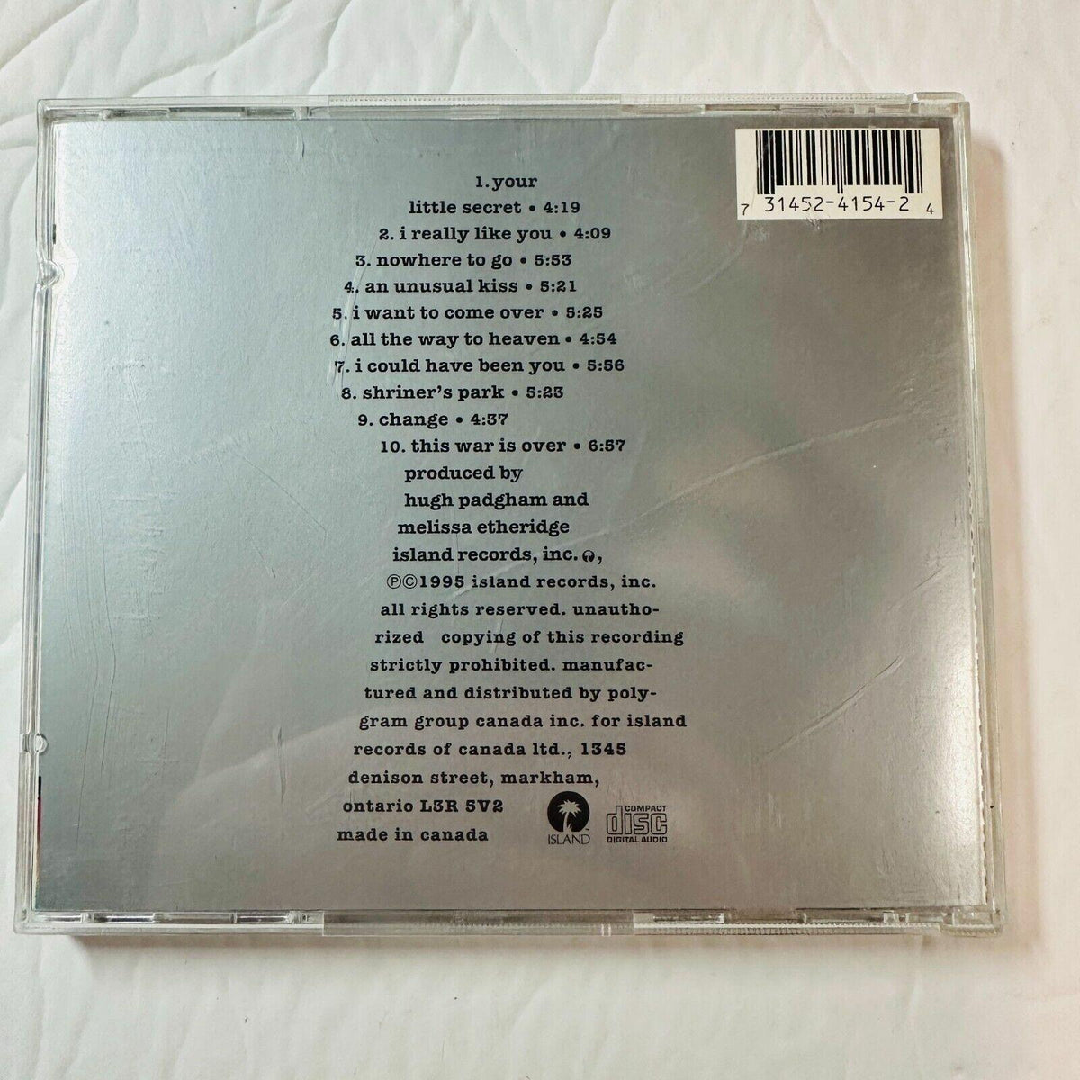 Melissa Etheridge Your Little Secret CD 1995 Orig Island Records Made In Canada