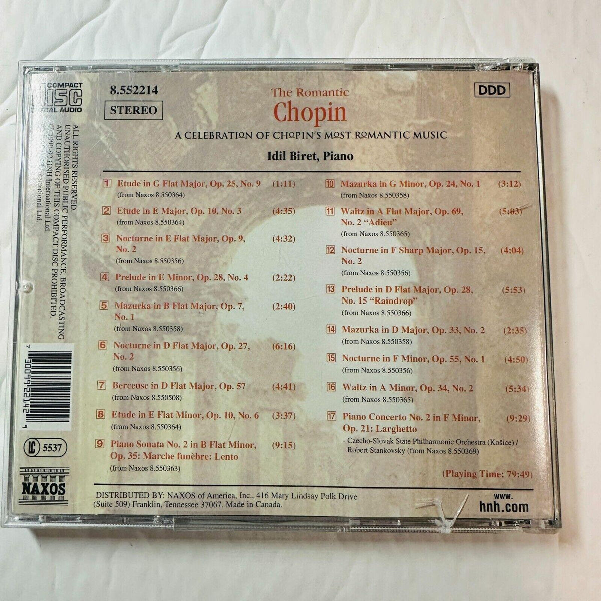 The Romantic Chopin Piano Music CD By Idil Biret Naxos Label Digital Stereo