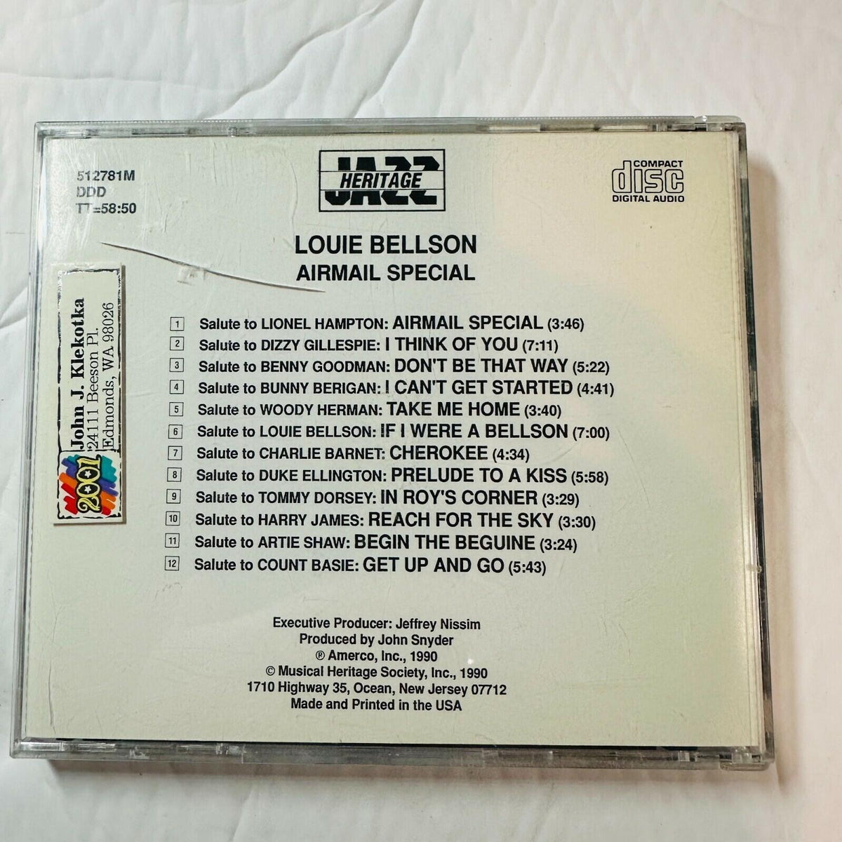Louie Bellson Airmail Special CD Tribute To Big Band Masters 1990 Heritage Jazz
