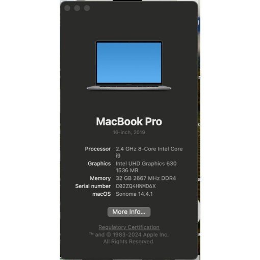 Apple MacBook Pro 8 Core i9 16" Retina 2019 Sonoma 2 TB SSD 2.4 GHz 32 GB RAM - Suthern Picker