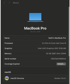 Apple MacBook Pro 8 Core i9 16