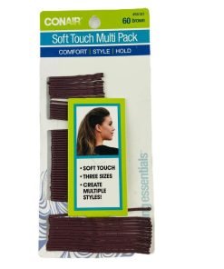 Conair Brown Soft Touch Bobby Pins 60 Pack Multi Sizes 55181 - Suthern Picker