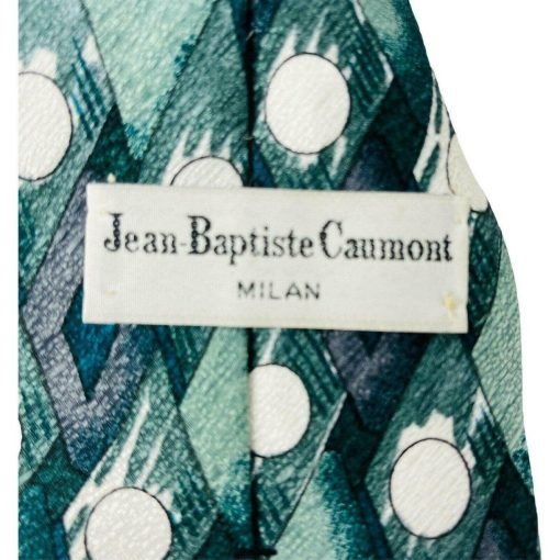 Jean-Baptiste Caumont Milan Neck Tie Green Geometric Diamonds Circles 100% Silk - Suthern Picker