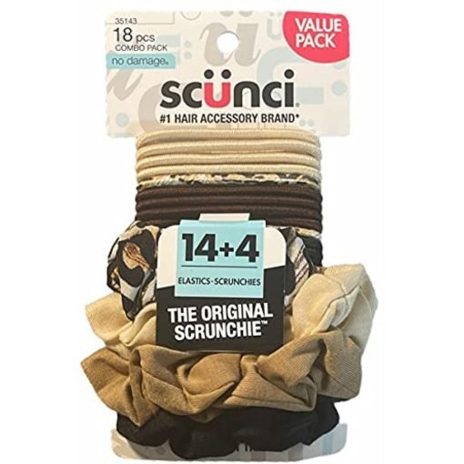 Scunci No Damage Value Pack 18-Pieces per pack 14 Elastics + 4 Scrunchies 1-Pack - Suthern Picker