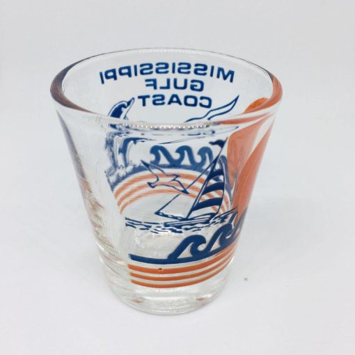 Mississippi Gulf Coast Collectible Shot Glass Sail Boat Dolphins - Suthern Picker
