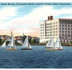 Championship Snipe Racing Charleston Harbor SC Sumter Hotel VTG Linen Postcard - Suthern Picker